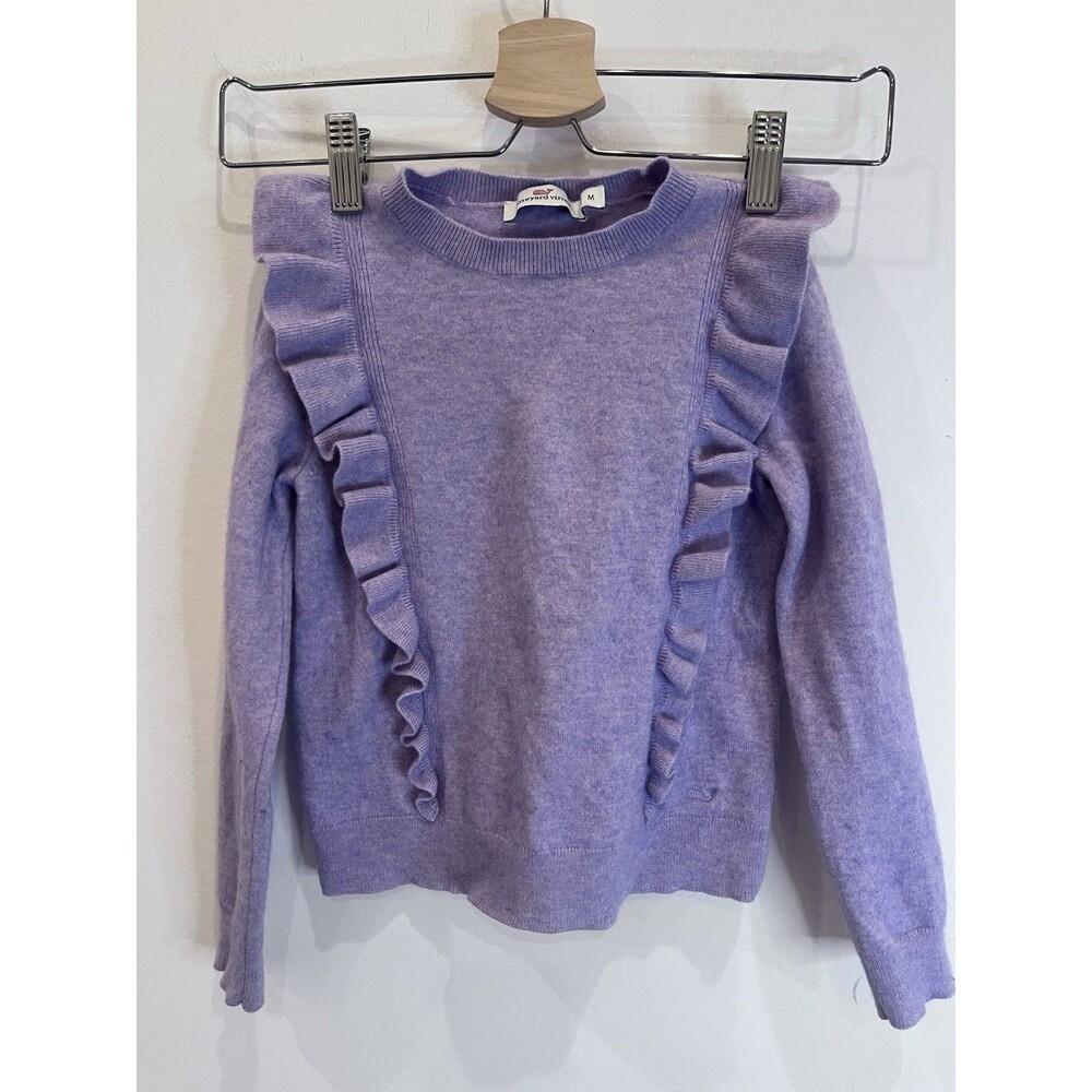 Vineyard vines Girl's Size M Sea Grape Long Sleeve Ruffle Sweater preppy